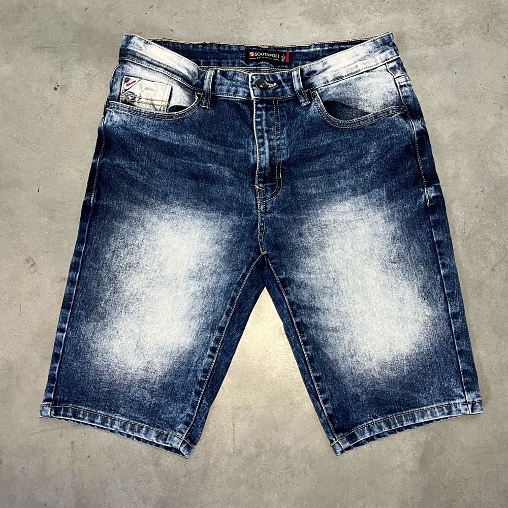 Y2K Southpole Acid Wash Jean Shorts Mens Blue Denim‎ Size 30 Slim Jorts